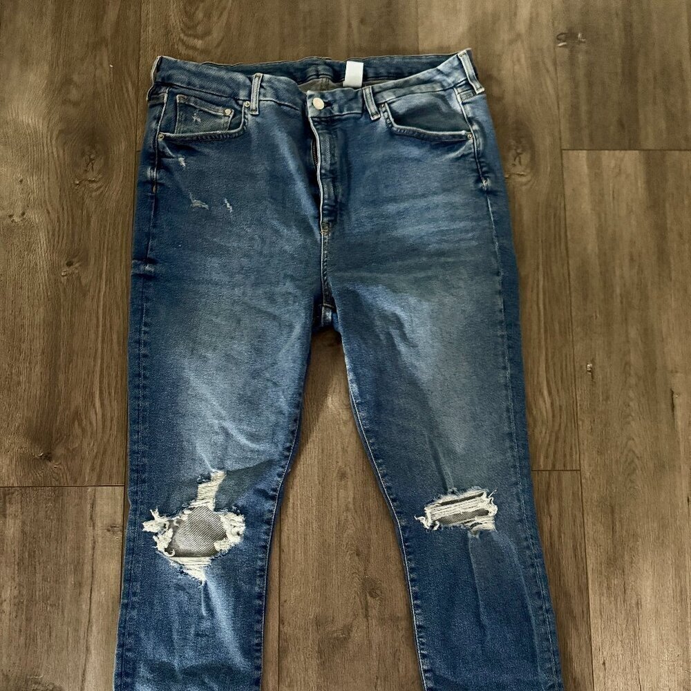 &Denim by H&M Super Skinny High Waist Jeans | Size 18 | Ankle Length | Distresse